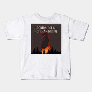 portrait of a mothman on fire Kids T-Shirt